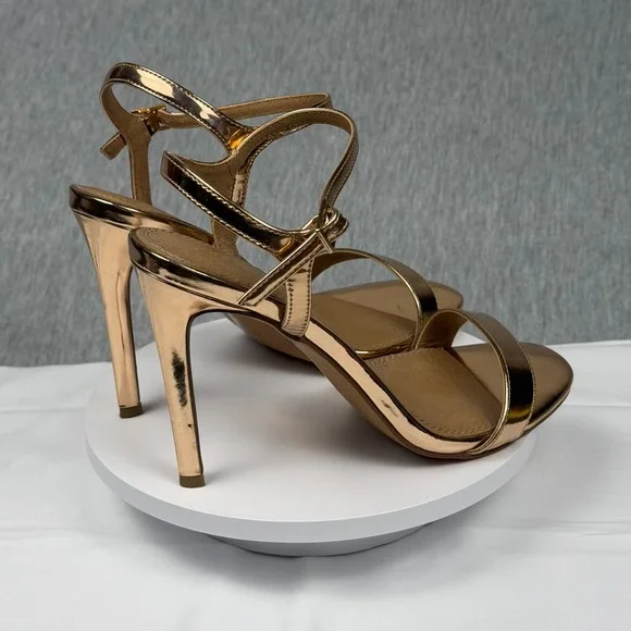 ASOS DESIGN Metallic Rose Gold Ankle Strap Stiletto Heels Sandals Size 6.5 - Picture 5 of 8